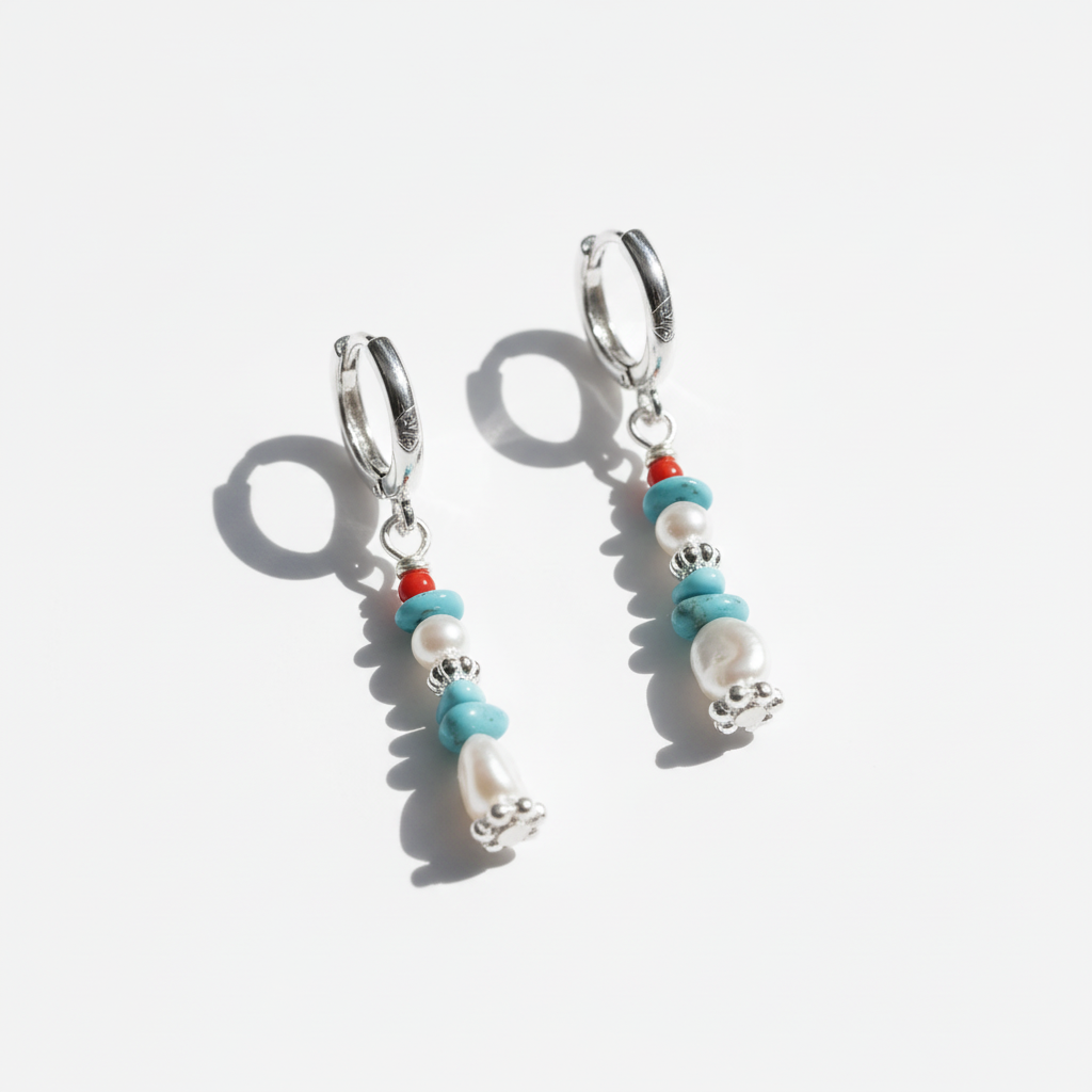 Mani Stone and Baroque Pearl Drop Earrings