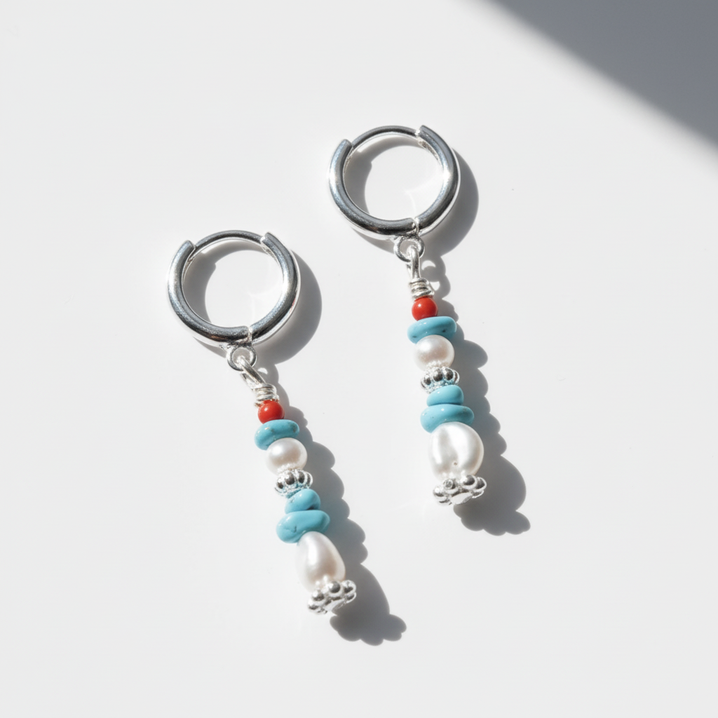 Mani Stone and Baroque Pearl Drop Earrings