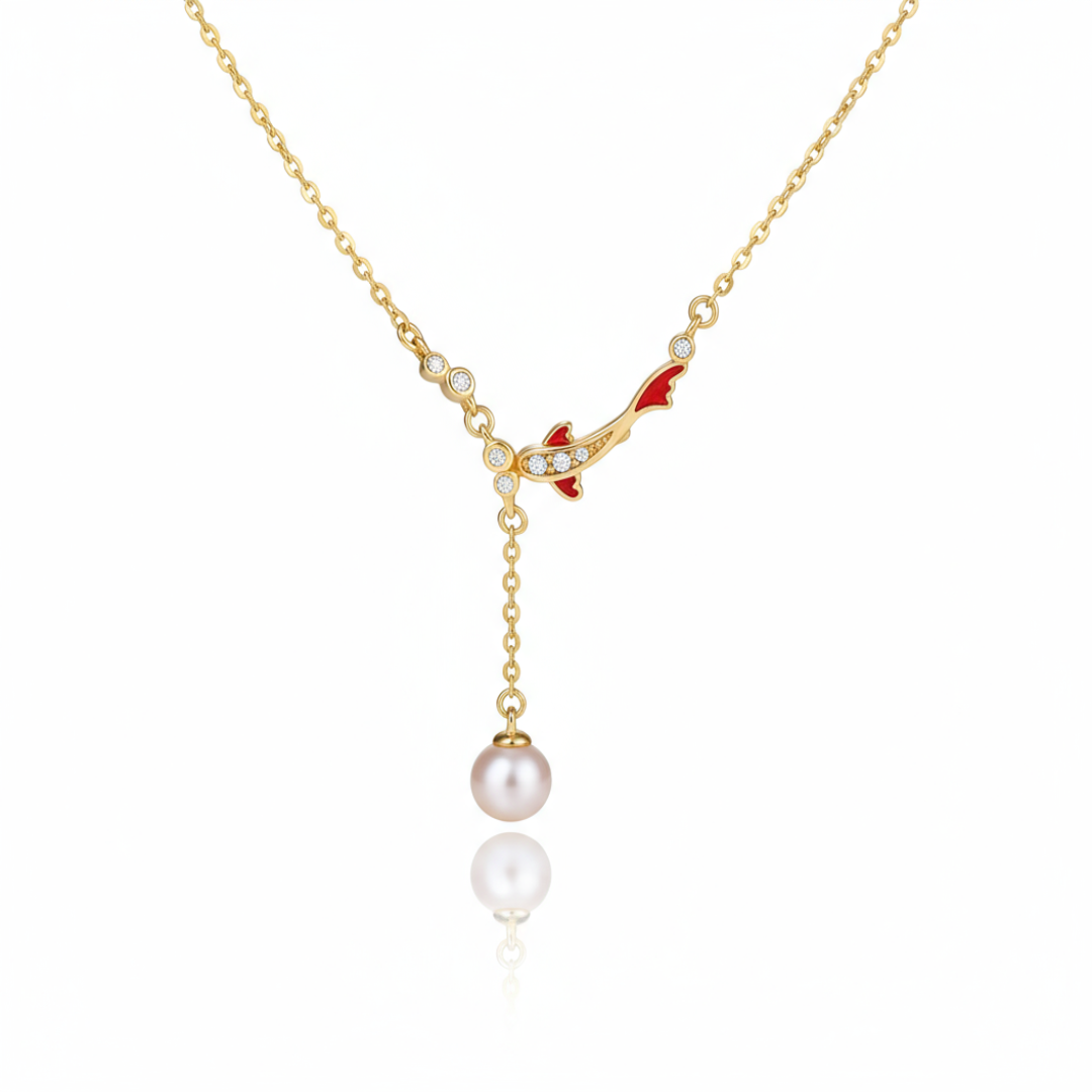 Red Koi Fish Freshwater Pearl Necklace