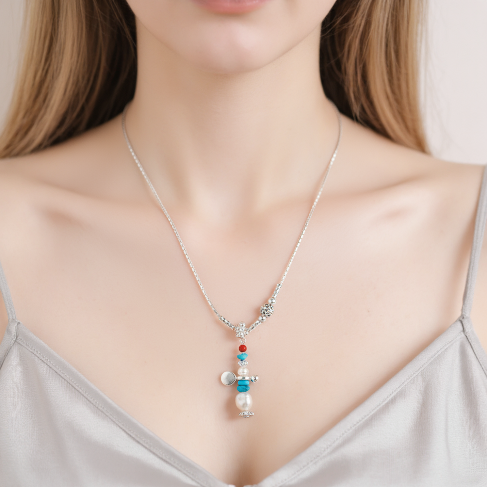 Mani Stone Freshwater Pearl Necklace