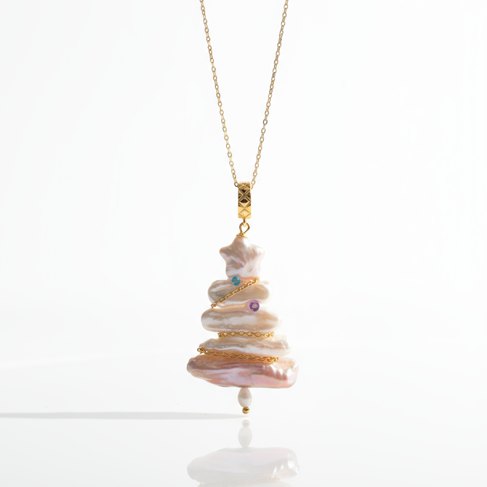 Christmas Tree Baroque Pearl Necklace