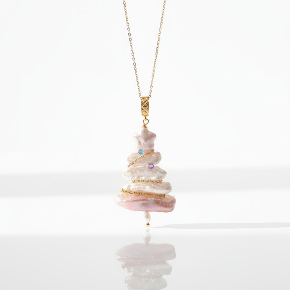 Christmas Tree Baroque Pearl Necklace