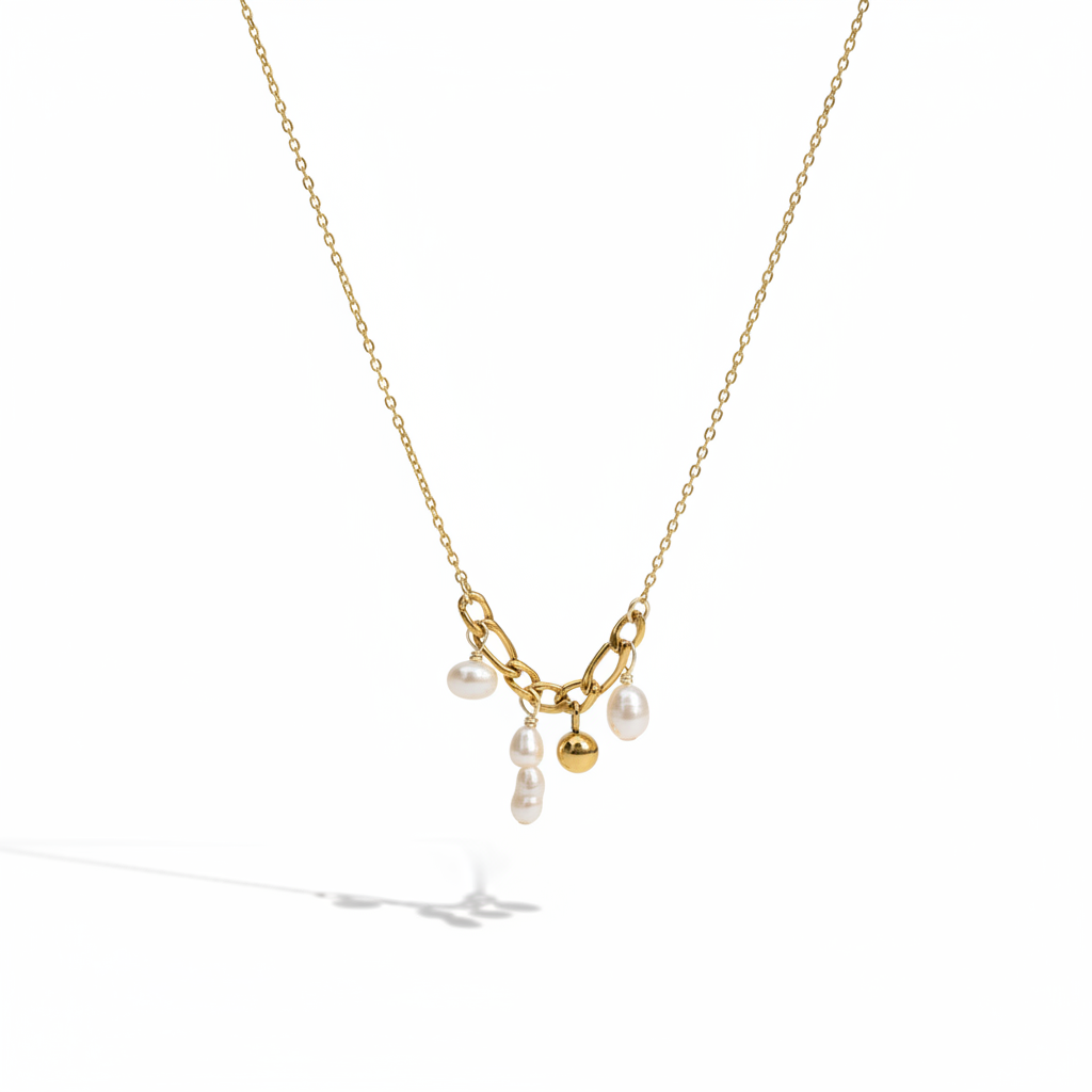 Raindrop Waltz – Baroque Pearl Charm Necklace