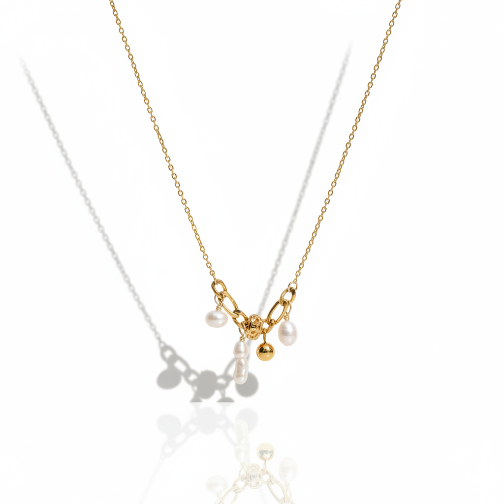 Raindrop Waltz – Baroque Pearl Charm Necklace