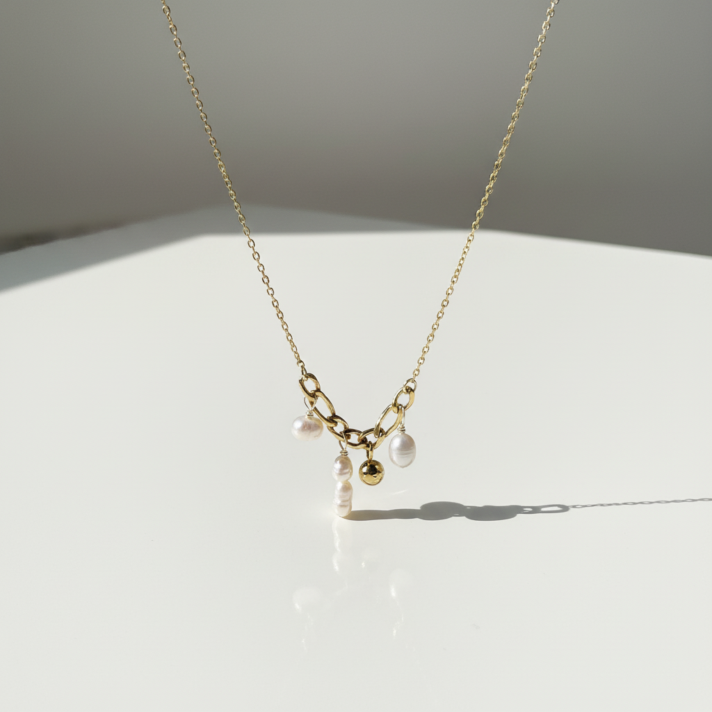 Raindrop Waltz – Baroque Pearl Charm Necklace