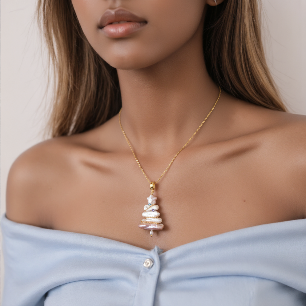 Christmas Tree Baroque Pearl Necklace