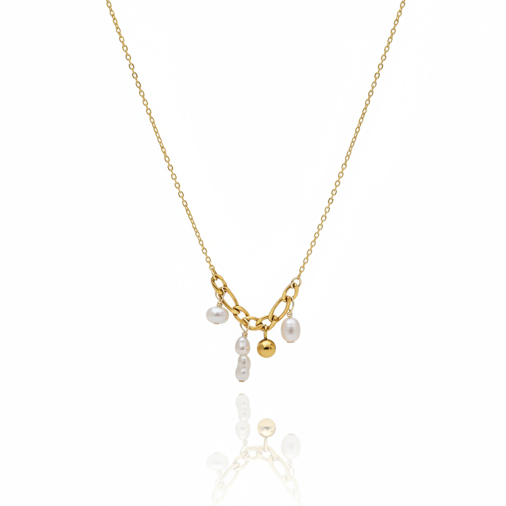 Raindrop Waltz – Baroque Pearl Charm Necklace