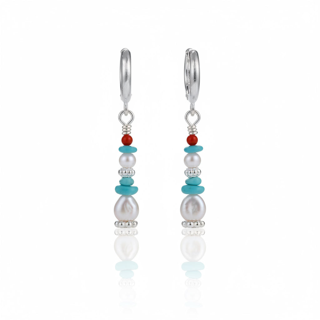 Mani Stone and Baroque Pearl Drop Earrings