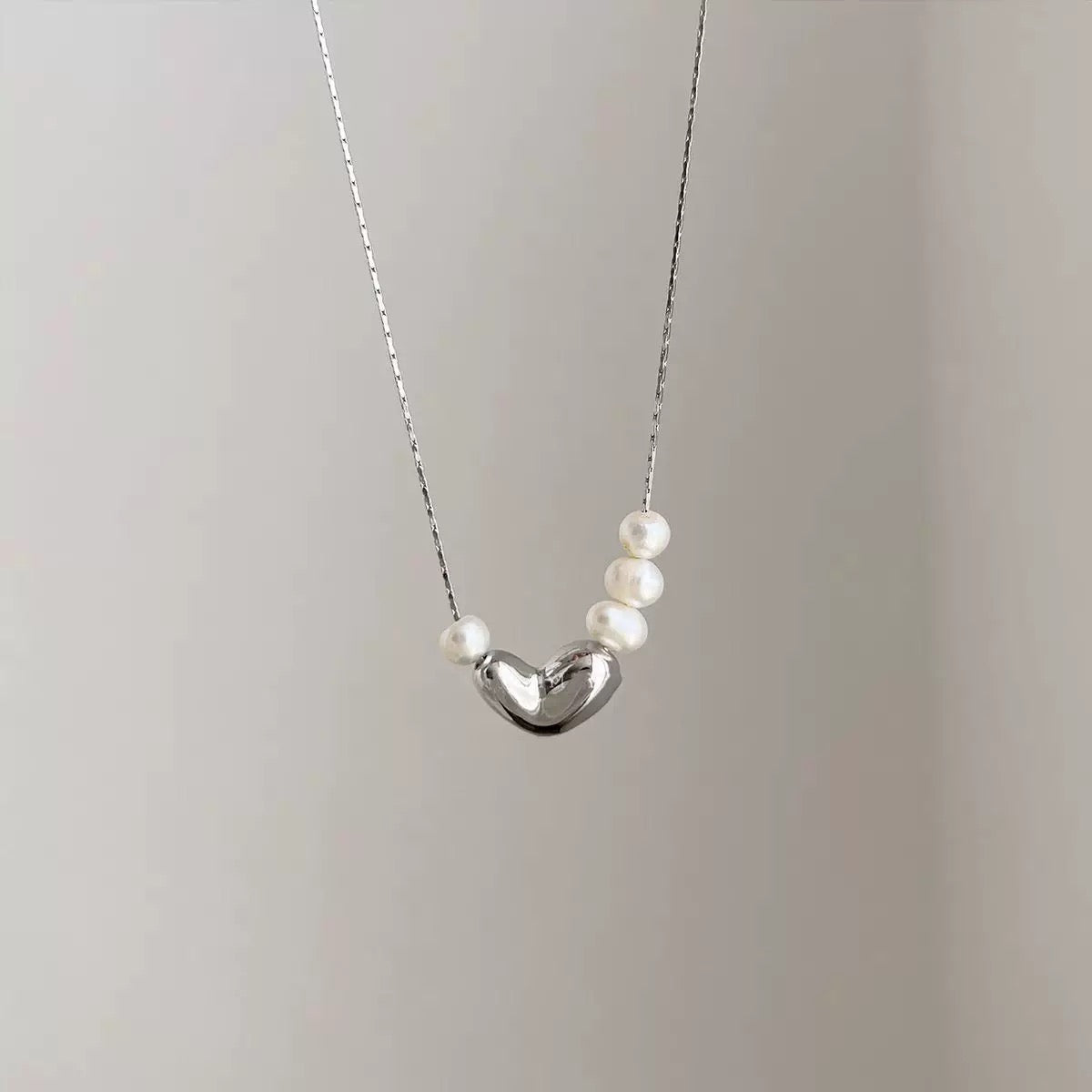 Heart of Pearl – Baroque Pearl & Silver Heart Necklace