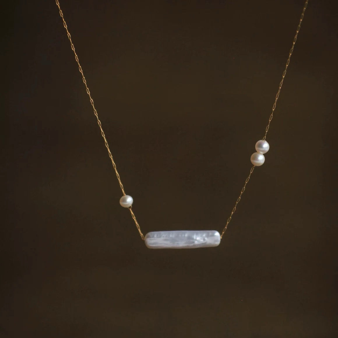 Whisper Line – Asymmetrical Baroque Pearl Necklace