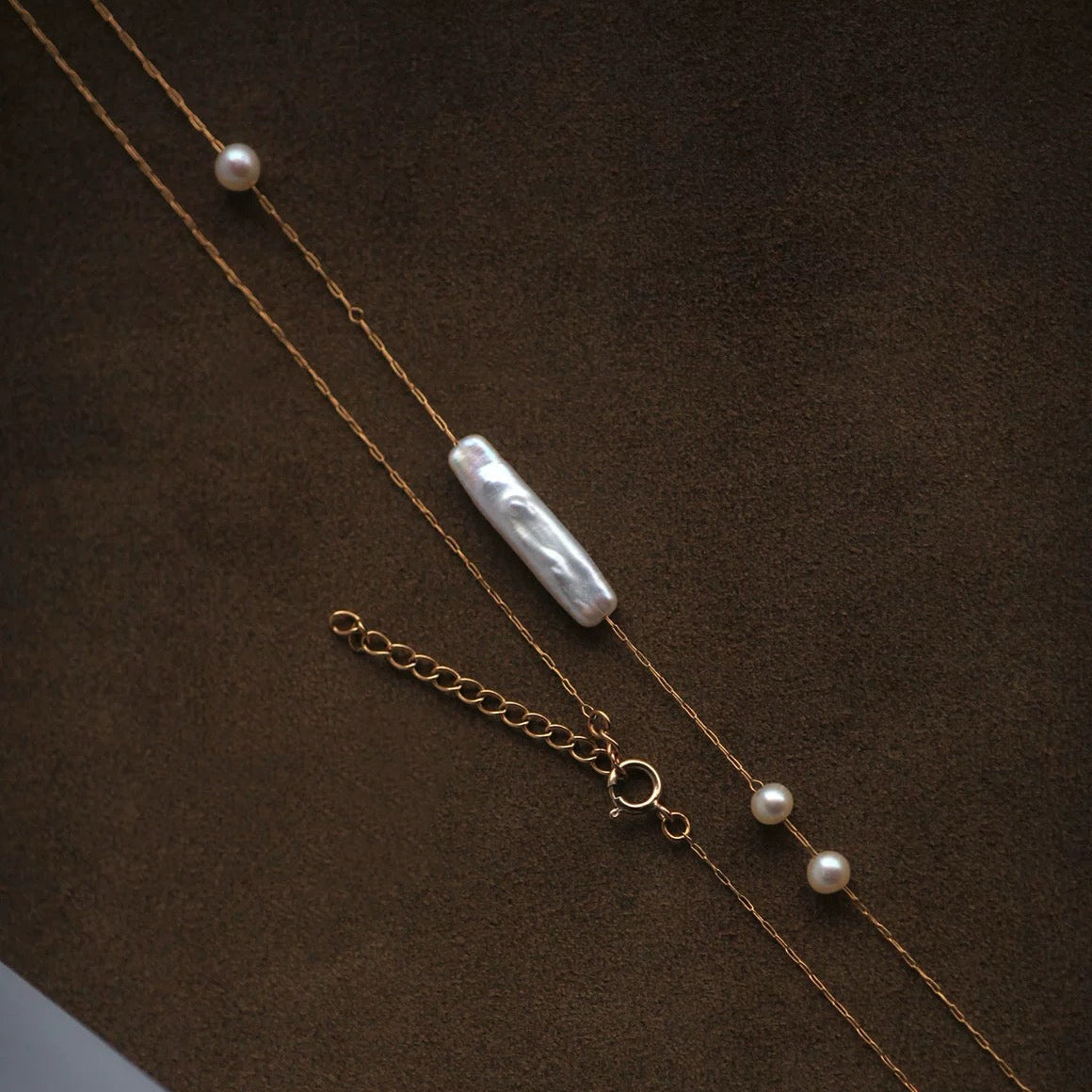 Whisper Line – Asymmetrical Baroque Pearl Necklace